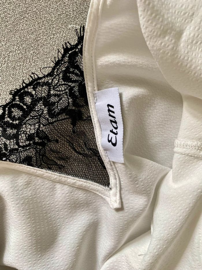 Caraco blanc avec dentelle noire taille XS Etam - photo numéro 8
