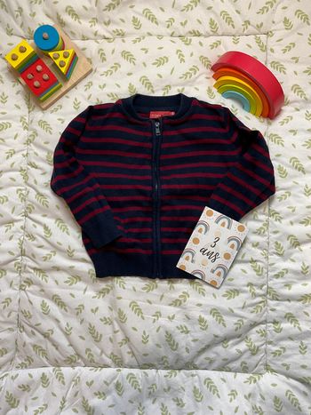 gilet zippé bleu marine et bordeaux 3 ans tissaia