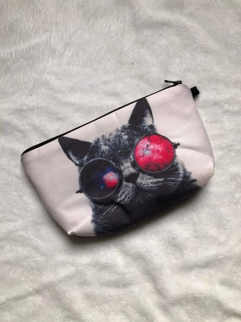 Pochette chat lunette roses
