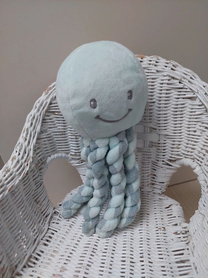 Nattou - peluche pieuvre vert deau