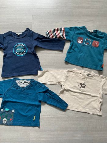 Lot de 4 t-shirts bleu/turquoise/beige 6 mois