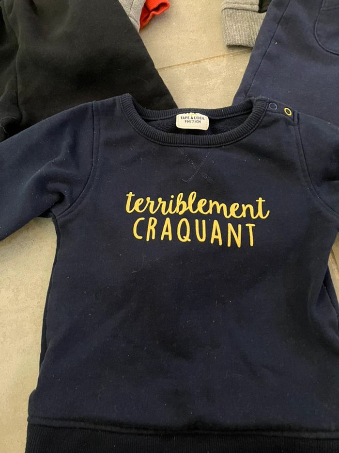 Lot de 5 pantalons jogging + 1 sweat 9 mois - photo numéro 2