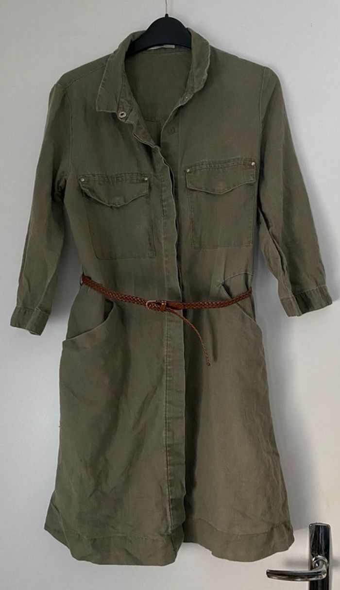 Robe chemise kaki Mango avec ceinture taille S - photo numéro 2