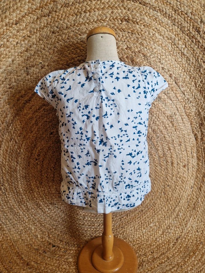 Jolie haut blanc motifs oiseaux fille tex 2 ans - photo numéro 4