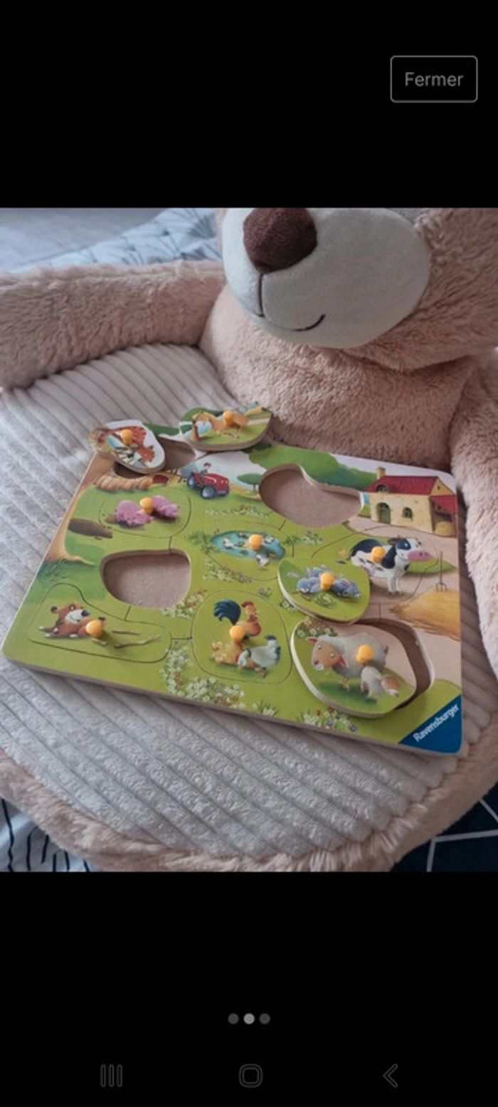 Puzzle en bois ferme animaux - photo numéro 2