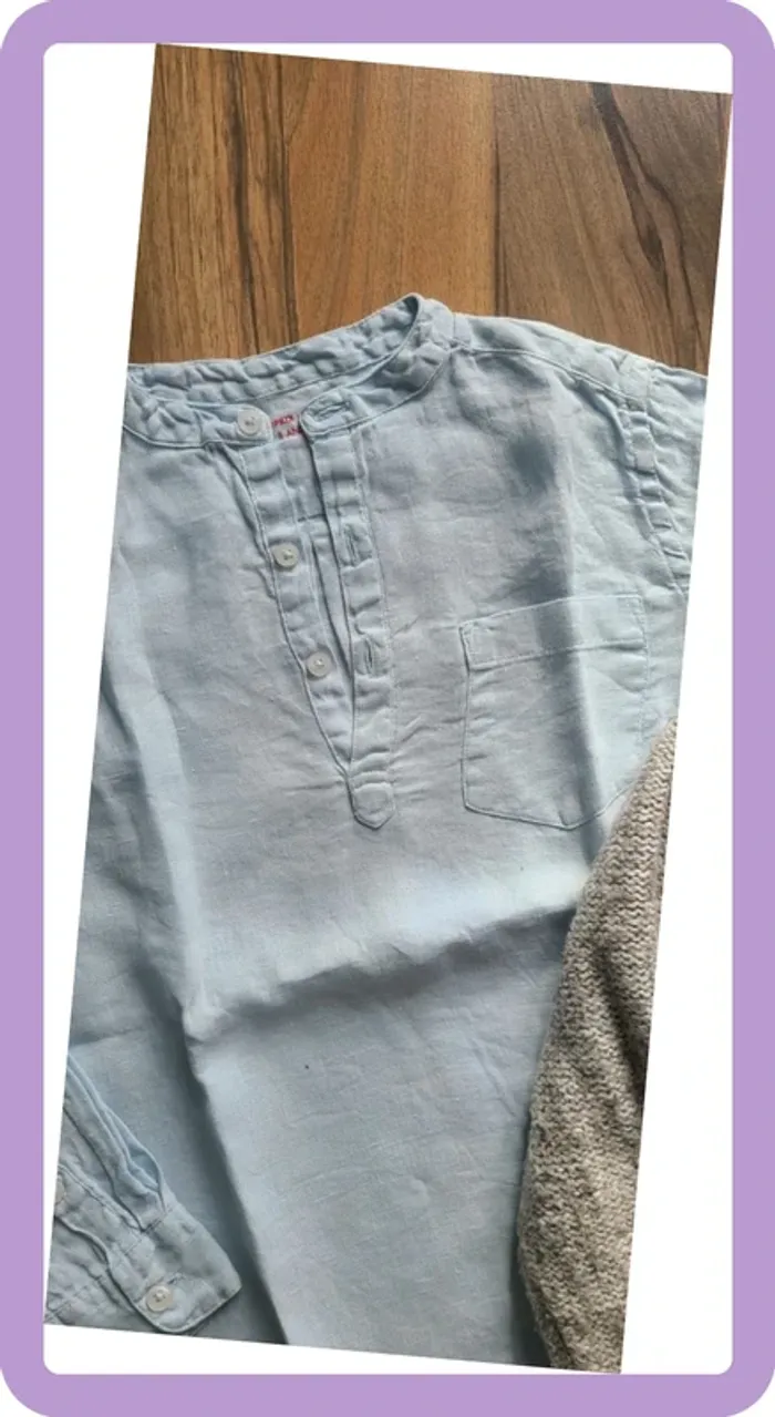 Lot chemise en lin et Gilet maille 8 ans - photo numéro 3