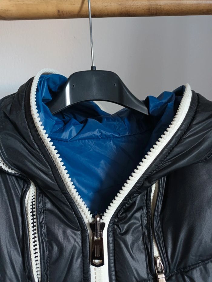 Veste doudoune sans manches réversible à capuche bleu / noir DLN Star taille S - photo numéro 3