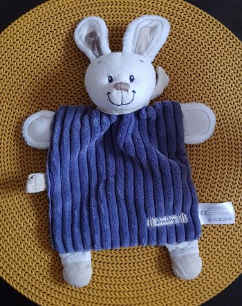 Doudou attache tétine  lapin côtelé/velours