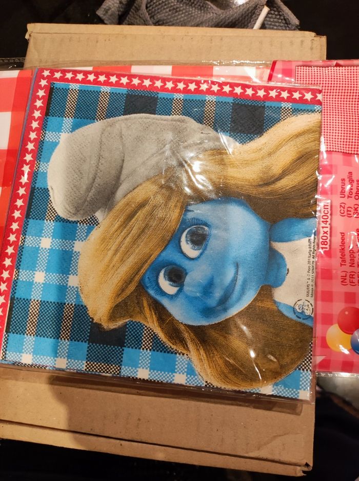 Serviettes en papier schtroumpf smurf Neuf