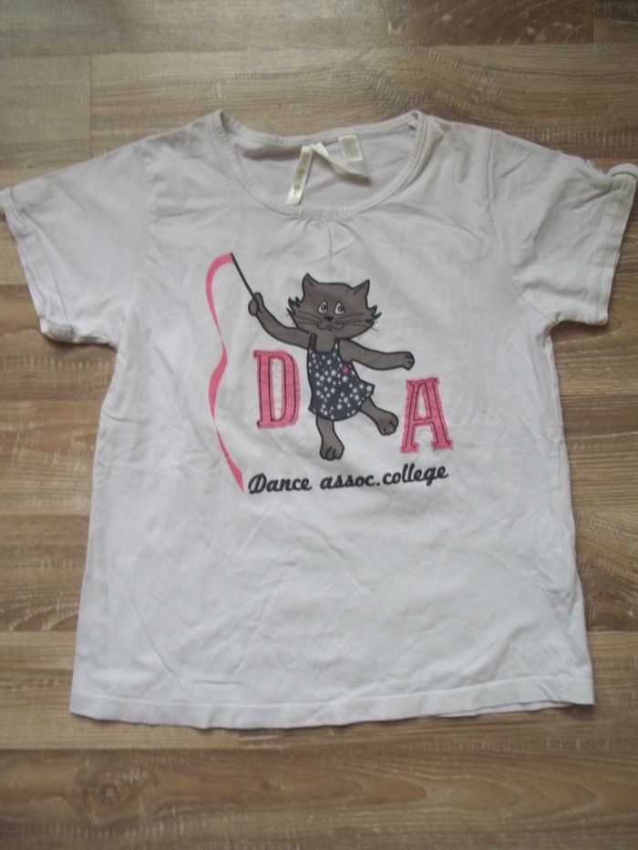 T-shirt blanc chat DA Okaïdi (2) 12 ans - photo numéro 1