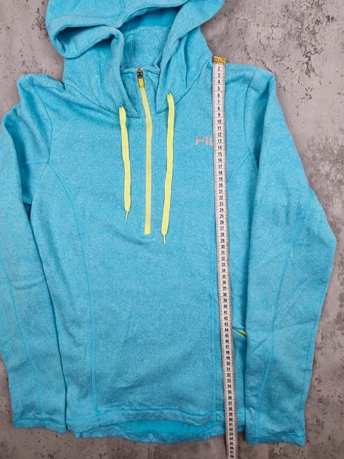 Pull à capuche Fila 1/4 Zip turquoise – Taille M Femme (mesures en photos) - photo numéro 9