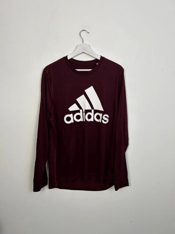 T-shirt Longues Manches Adidas Homme Bordeaux L | Très Bon État | Sportswear Vintage | TN104