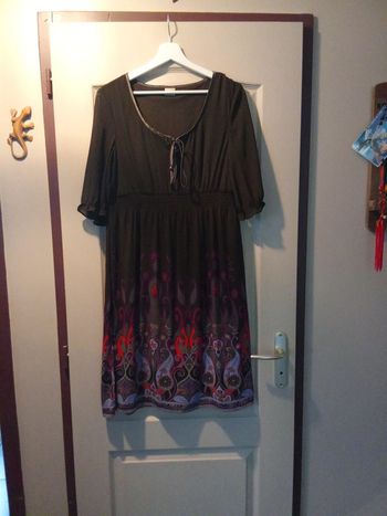 Robe voilage doublée marron motifs bariolés Esprit taille 42