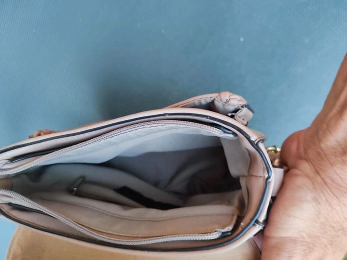 Sac bandoulière beige/mauve Aquarelle - photo numéro 5