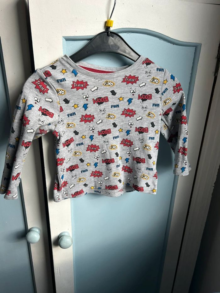 Tee shirt manches longues gris orchestra,12 mois