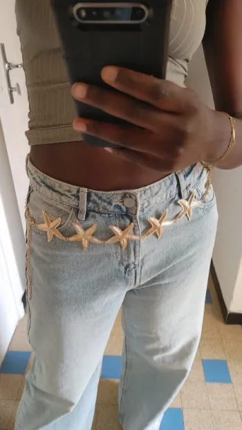 Ceinture de taille vintage rétro yk2 en métal doré étoile 🌟