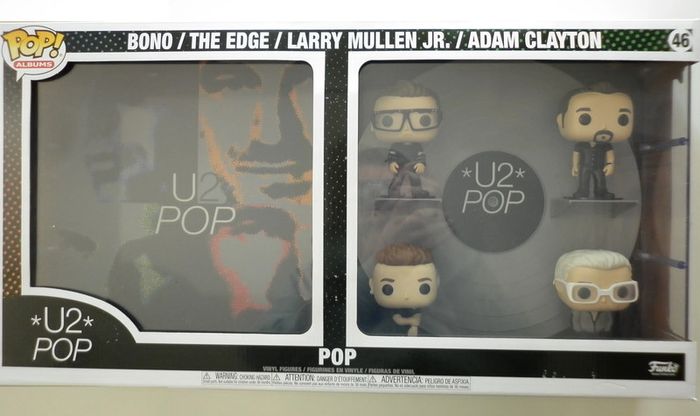 U2 Bono, The Edge, Larry Mullen Jr. et Adam Clayton + vinyle Figurine Pop N°46 format géante