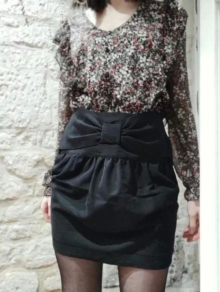 Jupe noire noeud taille 36