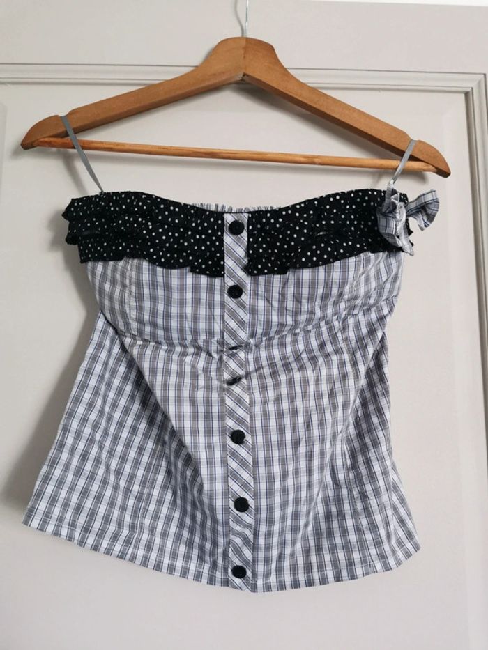 Bustier gris à carreaux