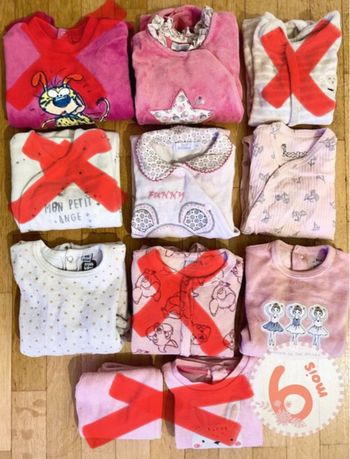 Lot 5 pyjamas bébé fille - 6 mois - Chauds / Hiver