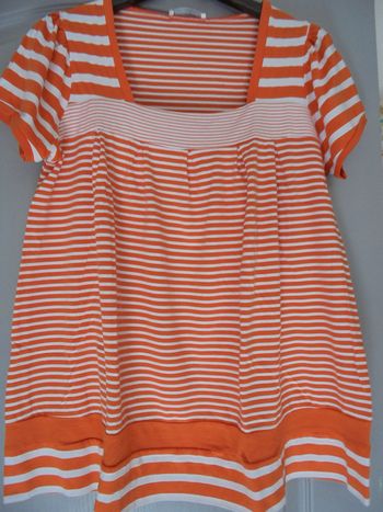 T.shirt orange et blanc T44 Promod