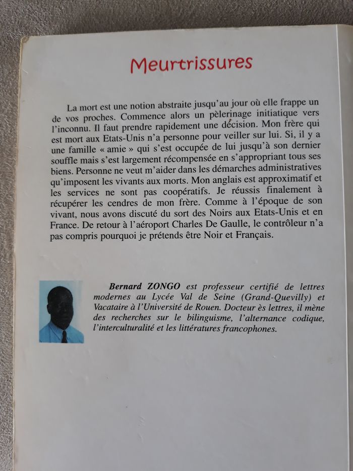 Faby27800 Livre : Meurtrissures (Auto-fiction) de Bernard Zongo Edition : L'Harmattan - photo numéro 2