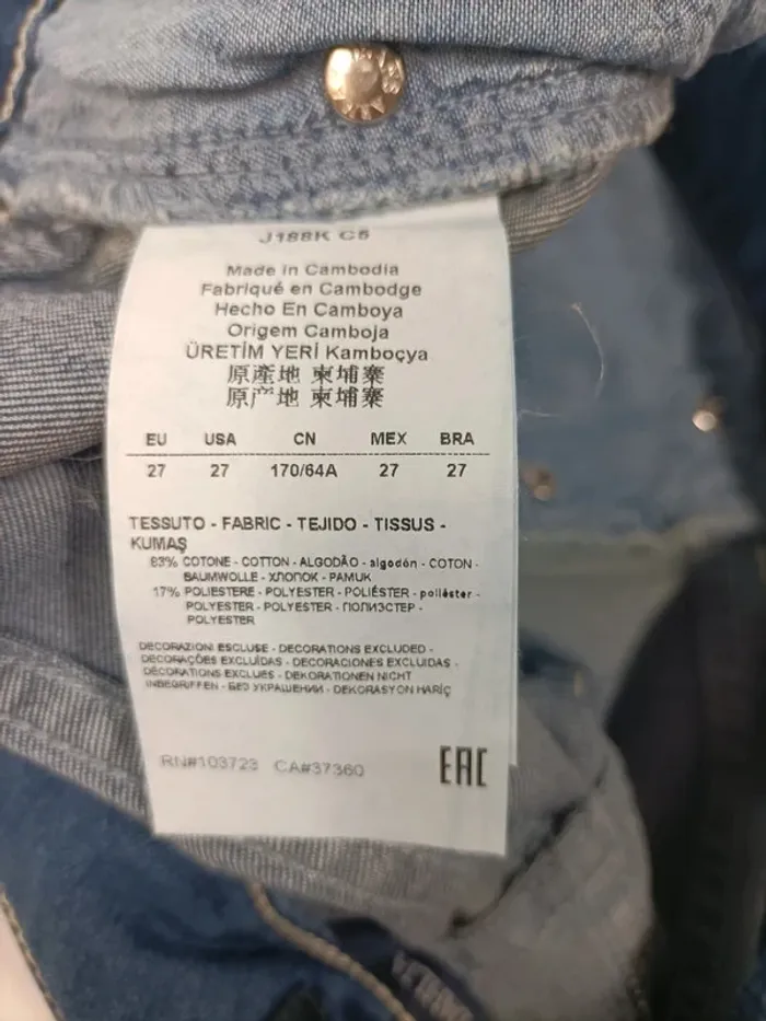 Jean slim bleu clair Armani Jeans taille 36 en coton stretch - photo numéro 9