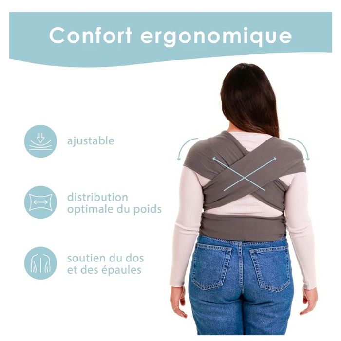 Écharpe de portage, mains libres, élastique, ergonomique et légère - photo numéro 3