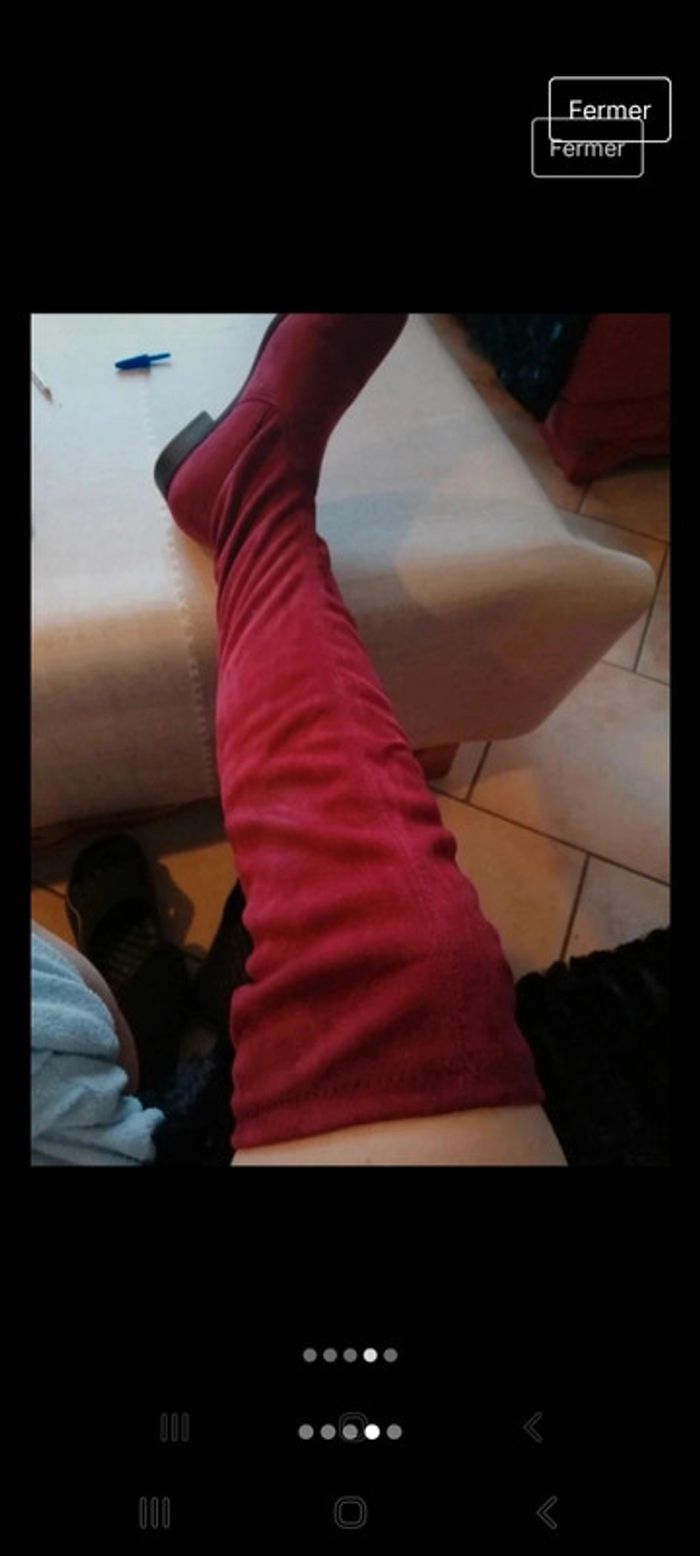 Cuissardes en nubuck bordeaux