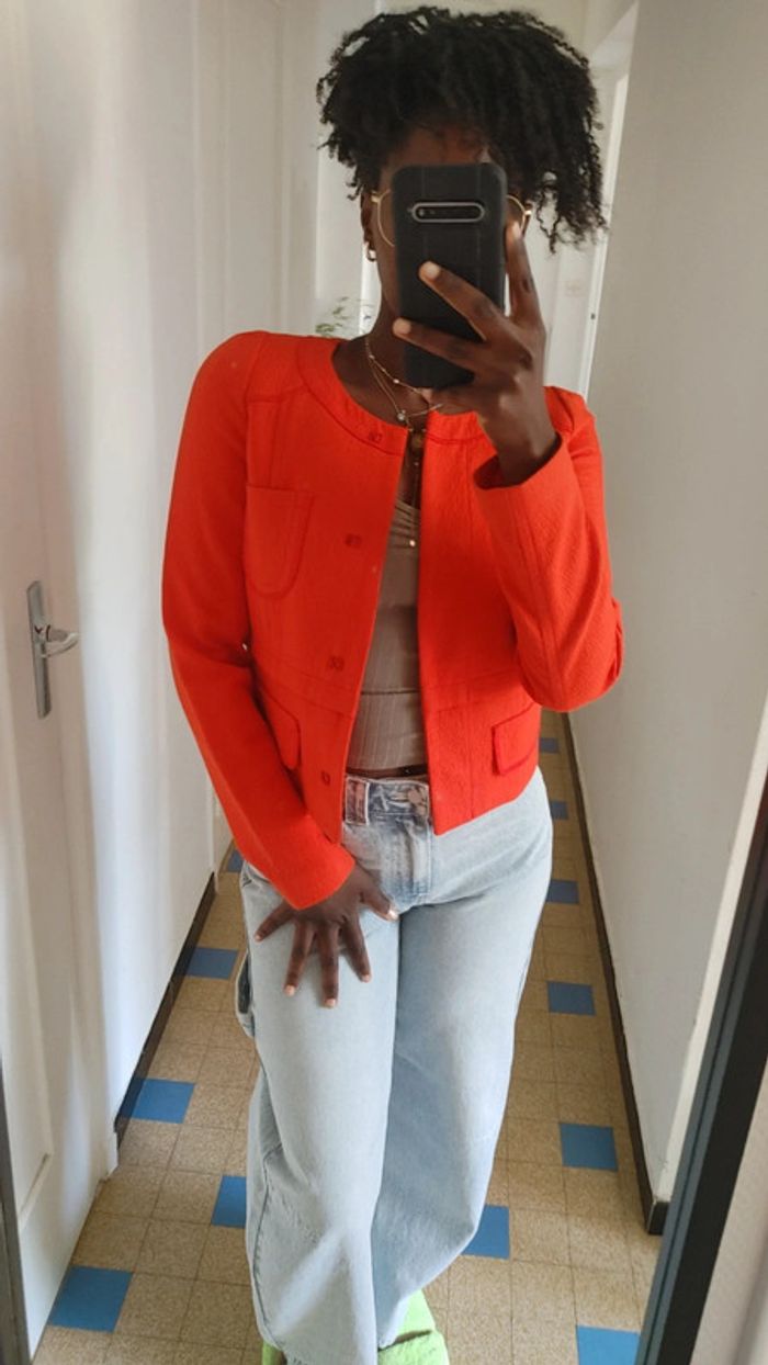 Magnifique veste courte orange - photo numéro 8