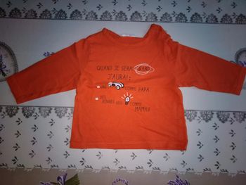 Maillot longue manche, kiabi, taille 9 mois