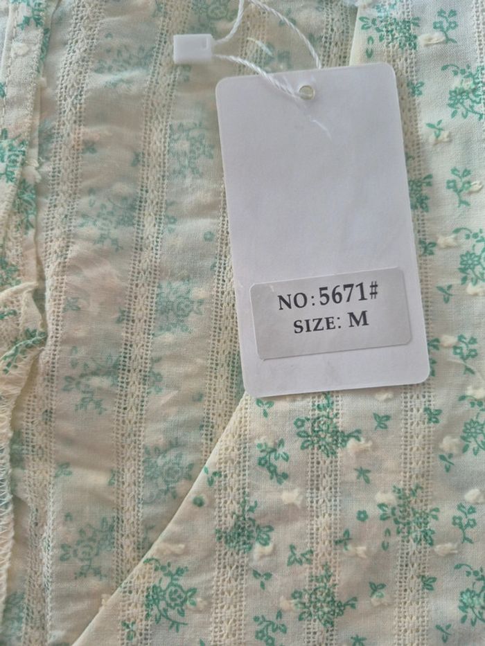 Blouse Manches Courtes Crème et Verte Femme Taille M/38 - photo numéro 3