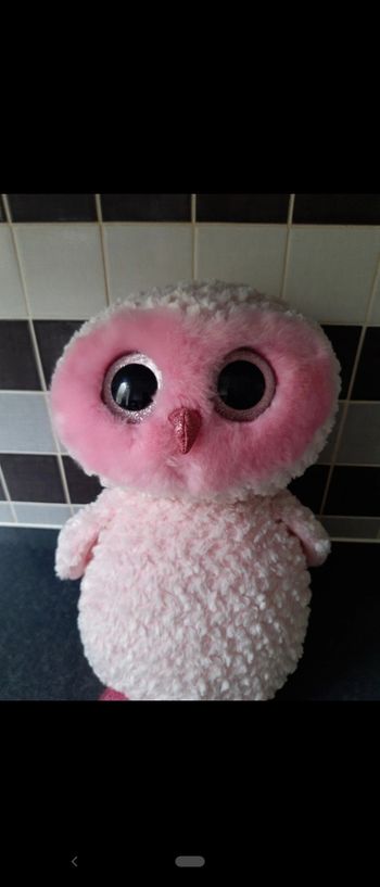 Peluche chouette Ty grand modèle rose