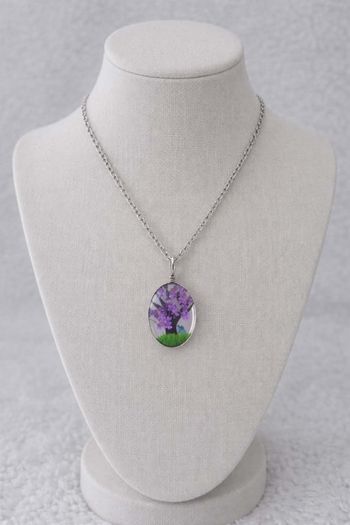 Collier pendentif verre transparent 