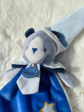 Doudou Semi Plat Ours bleu Luminescent Etoile BN0312 Les Cometes