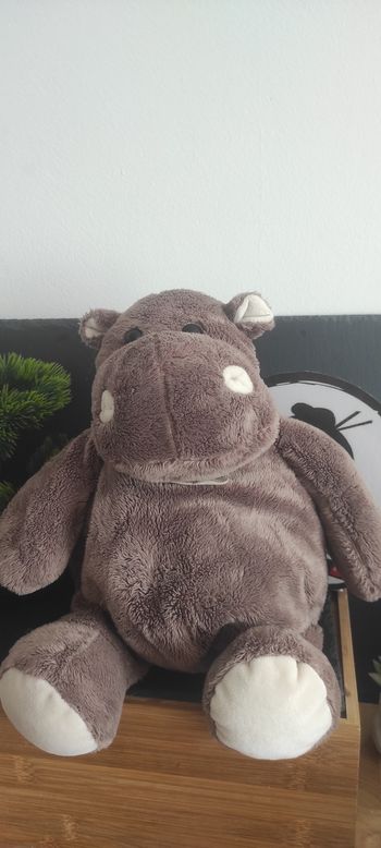 Peluche hippopotame histoire d'ours marron assis boule bille HO1057 beige GM