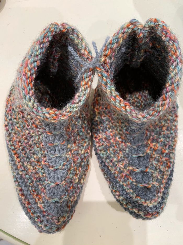 Chaussons, laine, tricoté, 35