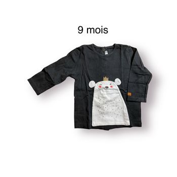 Catimini T-shirt manches longues Ourson noir Taille 9 mois