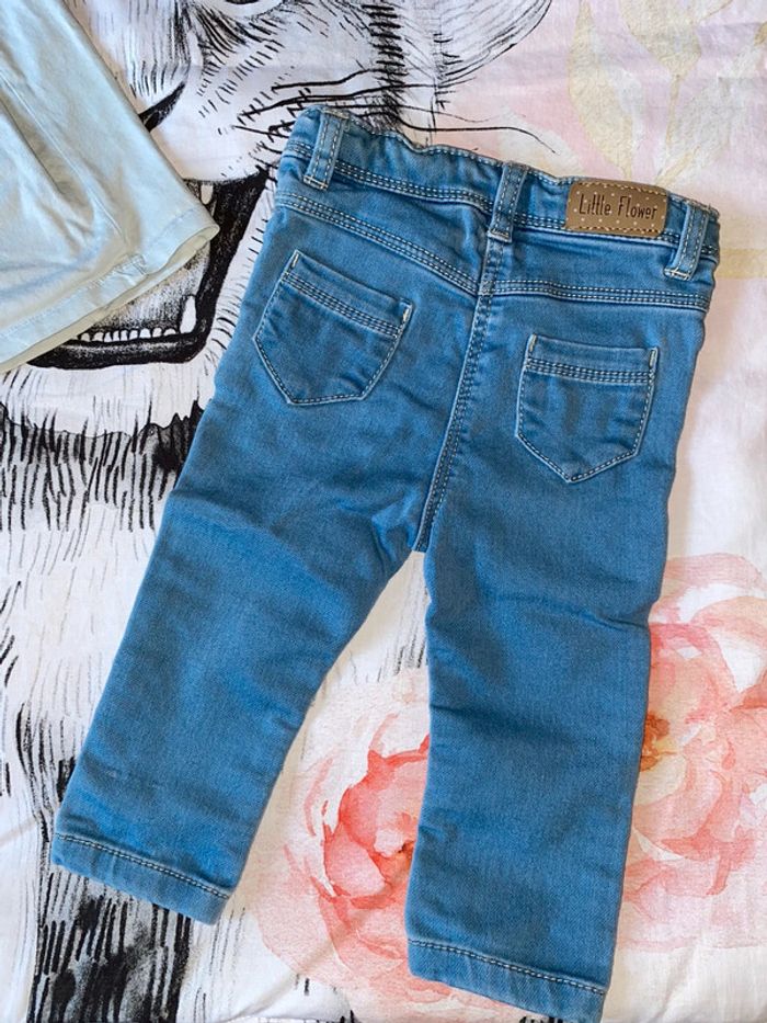 Ensemble pantalon legging jeans et t-shirt, taille 9 mois, marque DPAM et Tape à l’œil. - photo numéro 7