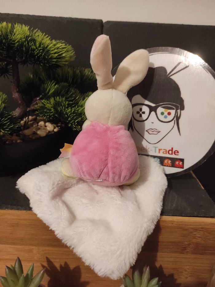 Doudou Et Compagnie Lapin Rose Bisous Pâquerette plat mouchoir #geektradedoudou - photo numéro 3