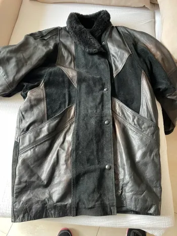 Manteau femme daim et cuir