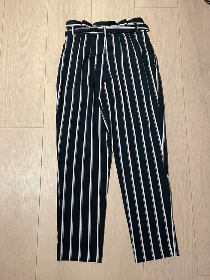 Pantalon fluide à rayures- taille haute - photo numéro 5