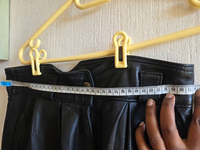 Pantalon en Cuir Véritable Vintage Taille Haute - photo numéro 8