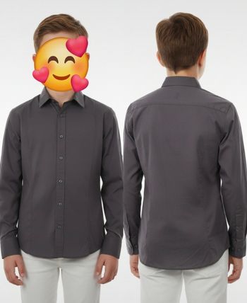 une chemise uni grise anthracite habillée à manches longues
