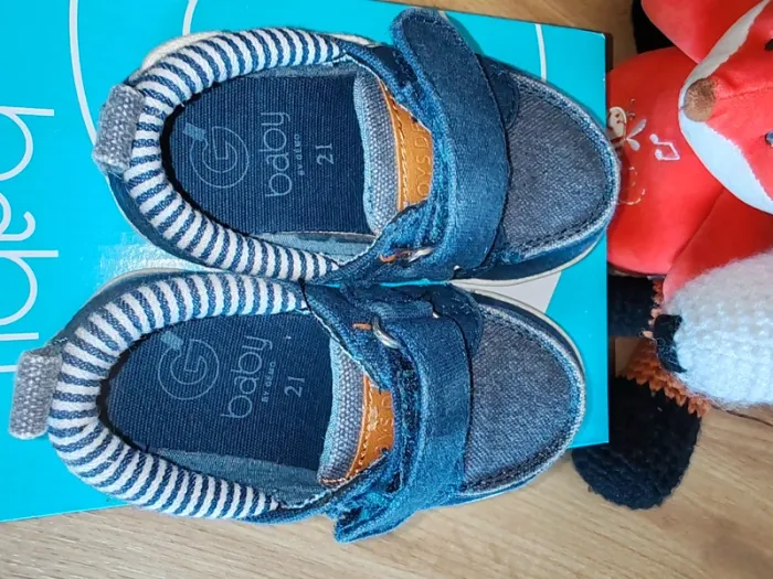Chaussures bateau garçon comme neuves avec boîte gemo baby 21 type jean - photo numéro 7