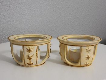 Photophore/Bougeoir écru/doré