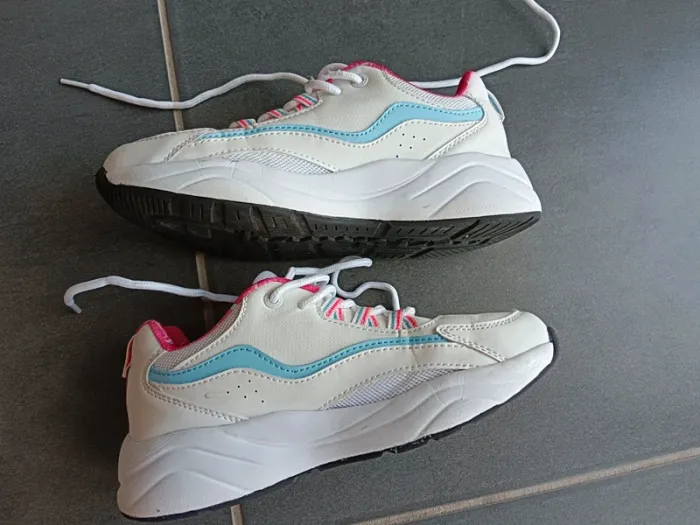 Baskets Champion P36 blanche bleue rose lacets - photo numéro 4