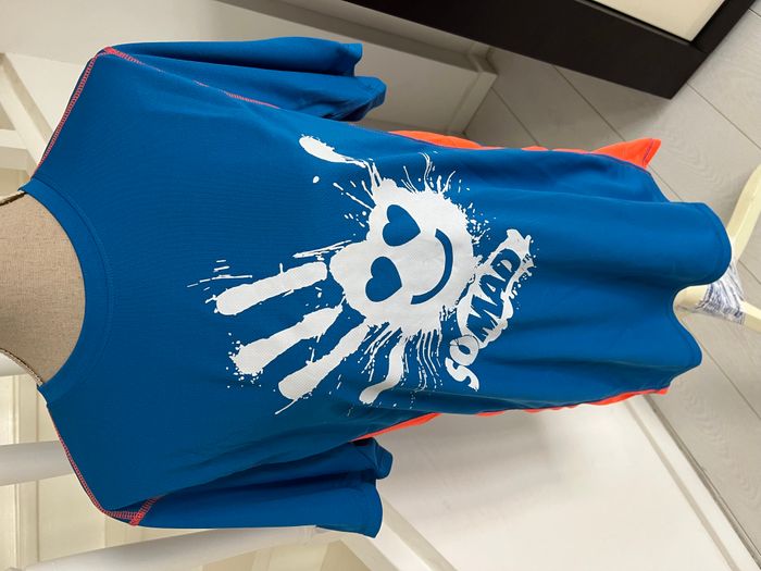 T shirt sportif Somad bleu et orange fluo - photo numéro 2