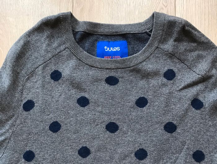 Pull gris à pois bleus Jules L - photo numéro 2
