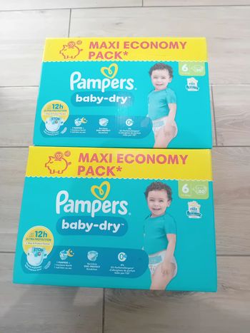 Couches pampers baby-dry taille 6 maxi economy 